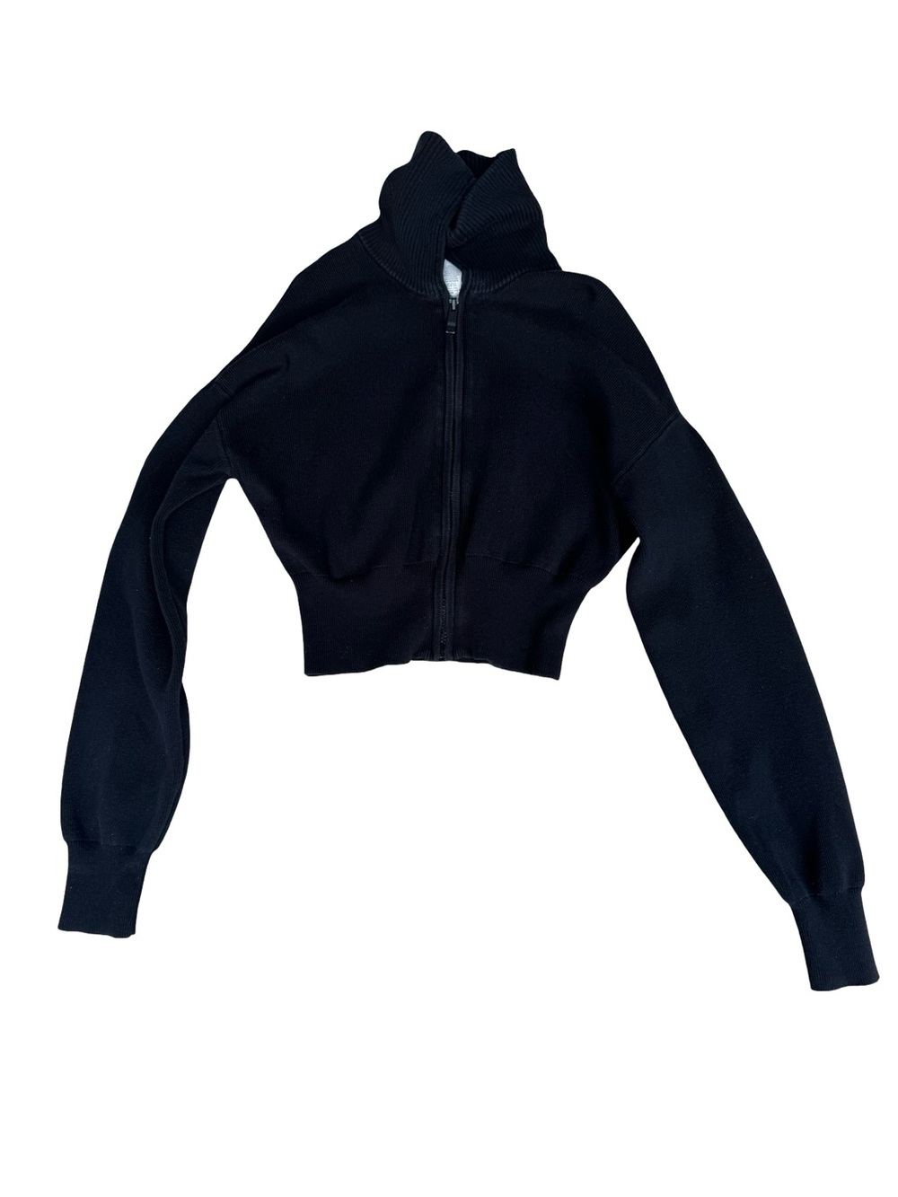 ALO Yoga Black Zip-Front Cropped Sweatshirt Size XS